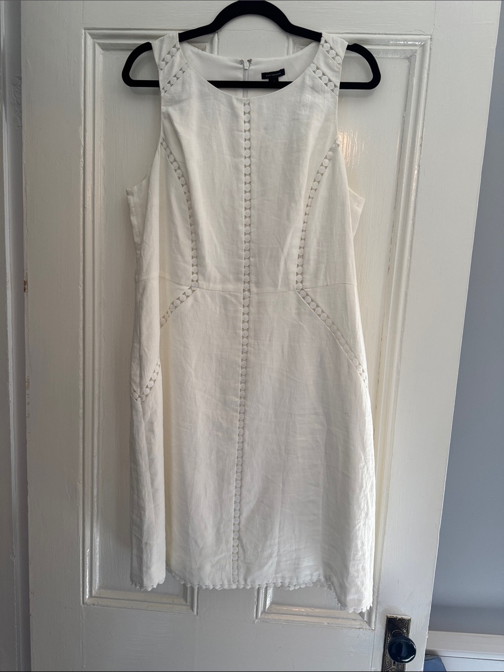 Ann Taylor White Sleeveless Eyelet-Trim Mini Dress